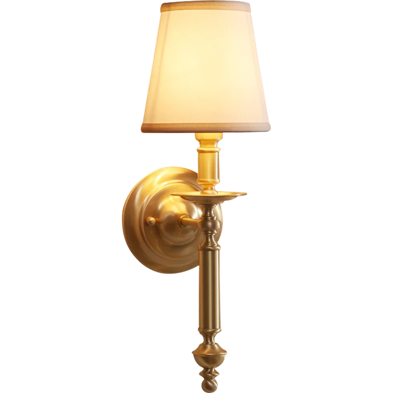 Zhongshan Lighting Cheap Antique Brass Fabric indoor Wall Lamp For Home Decoration