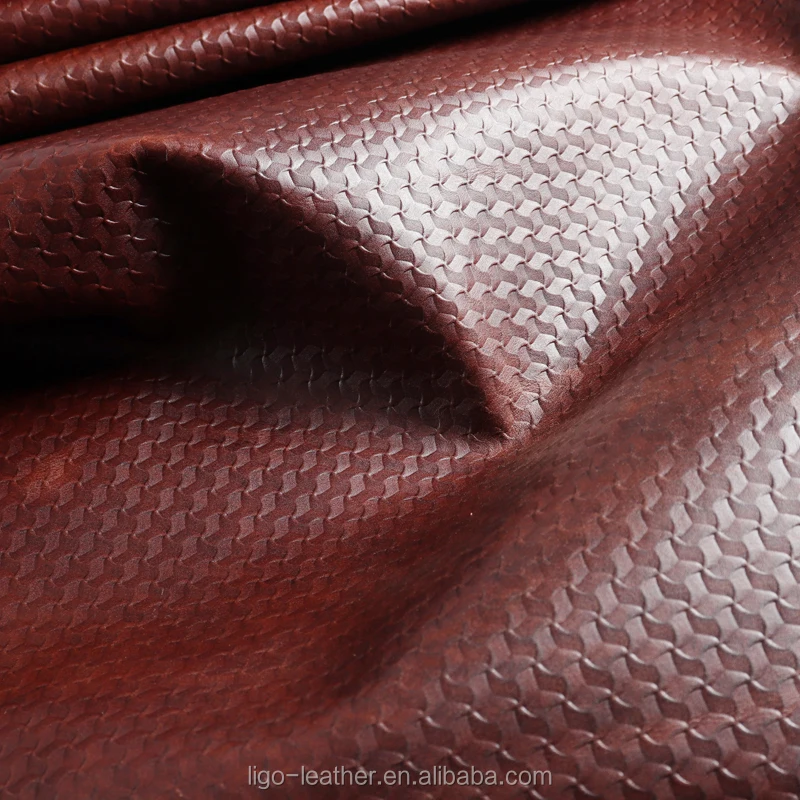 
Eco-friendly genuine leather cow hides with 3D embossed pattern real leather for upholstery decoration 