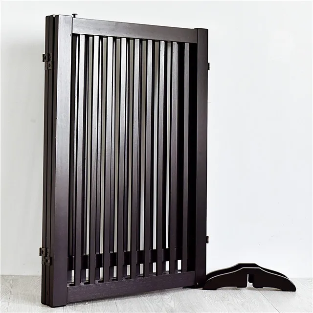 
Rich walnut solid wood fence skillfully crafted folding 4-panel pet gate 