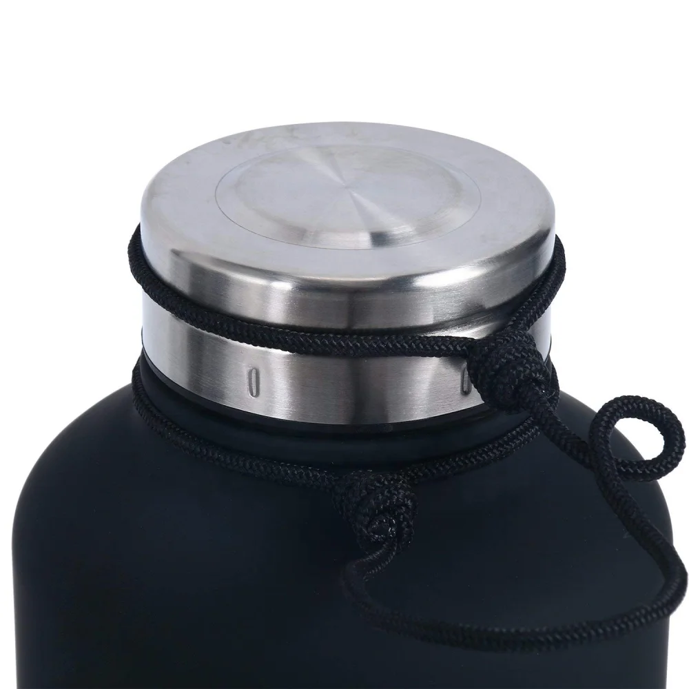 
1.9 liter wide mouth VACUUM INSULATED 18/8 stainless steel ice cube holder, water bottle, beer growler 