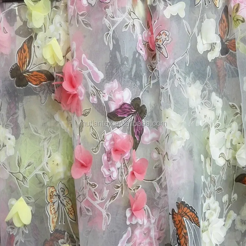 3D printed polyester voile fabric 100% polyester light weight organza tulle fabric