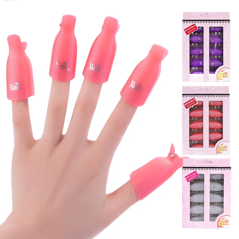 Hot Sale 10PCS Set Plastic Acrylic finger nail art for UV Gel polish Remover wrap Tools