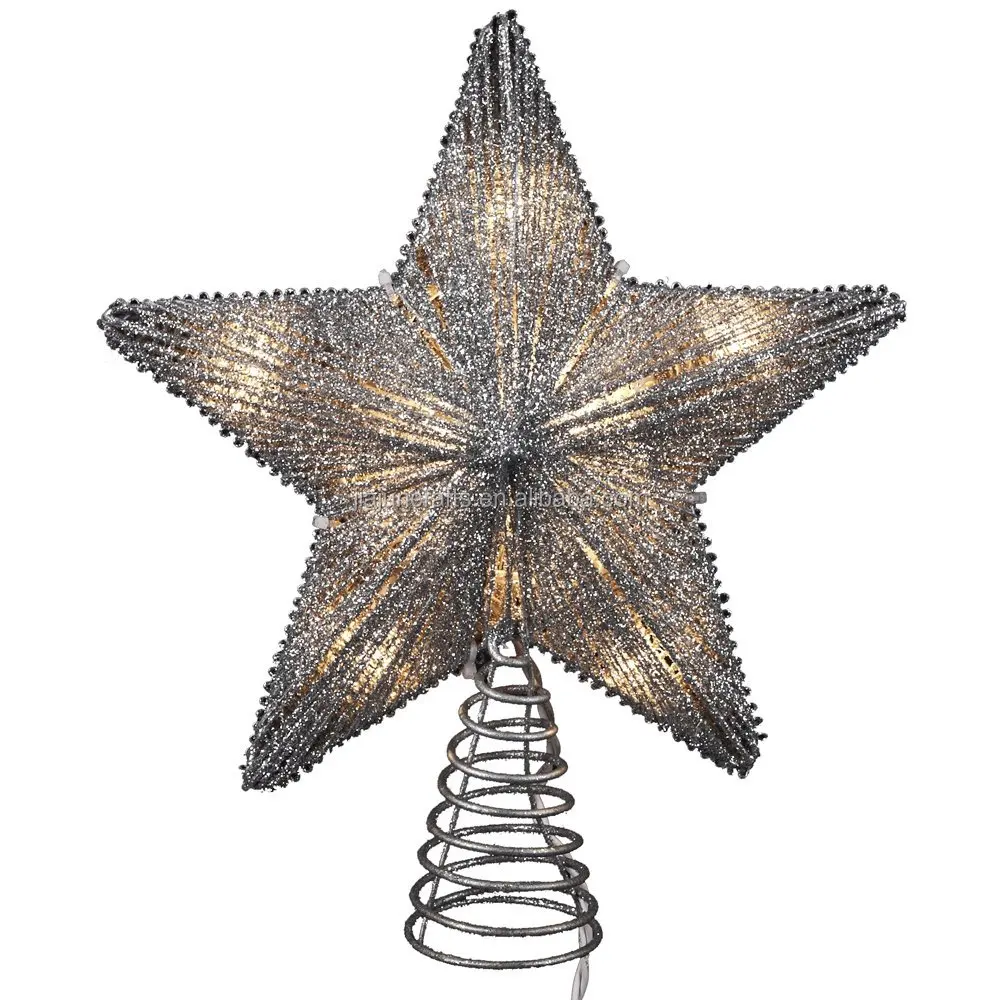 10 Inches Metal Glittered Christmas Tree Topper Star Treetop Decoration for Christmas Home Decoration