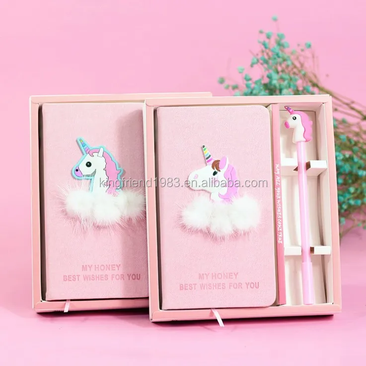 Creative Mascot Pink Girl Heart Unicorn Cute Pet Gift Box stock notebook