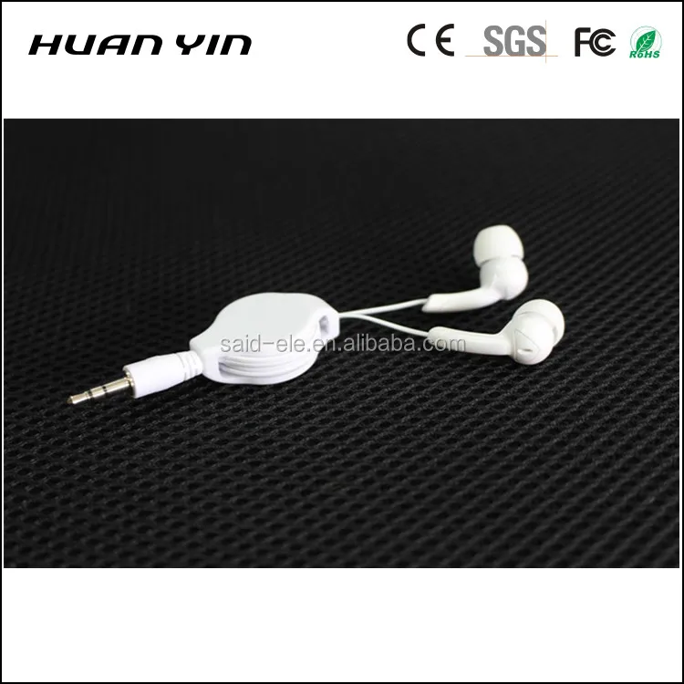 2018 New retractable earbud promotion earphones white disposable earpieces