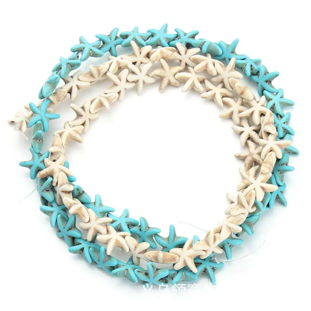 Wholesale DIY 13*13mm White turquoise Stone Seastar starfish Star Beads for girls bracelets making