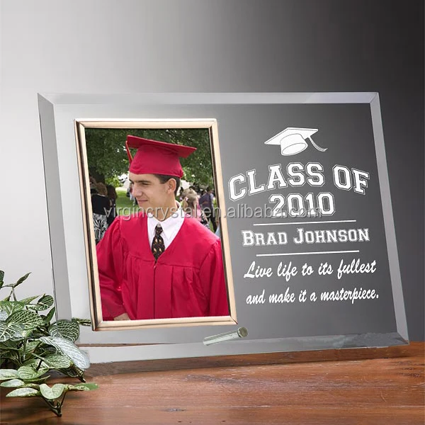Wholesale crystal glass student graduation souvenirs photo frame for souvenir gift