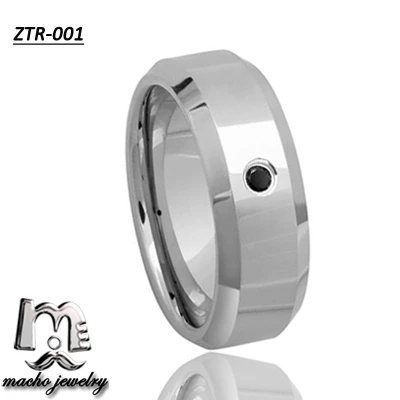 
Bridal Jewellery Sets 8mm Mens Tungsten CZ Diamond Wedding Ring with Grooved 