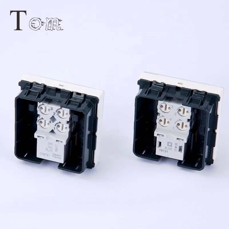 TOM-KJ-L-5 45*45mm french cat3 telecom communication faceplate  RJ11 wall outlet keystone jack legrand style Plate