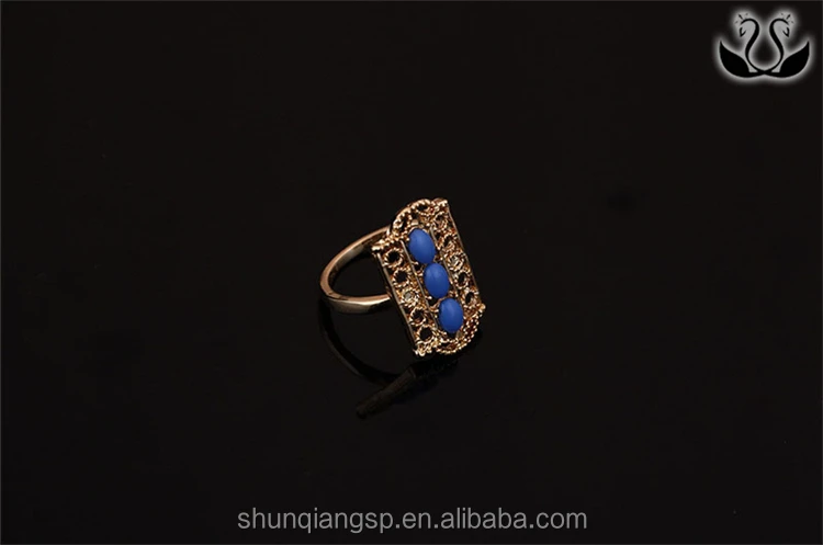 Elegant Women Gold Plating African Blue Beads Jewelry Set Wholesale