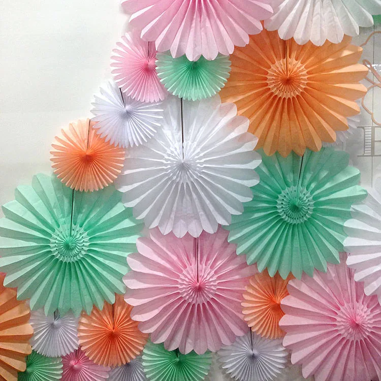 Artificial Decorative Tissue Paper Fan For Wedding Decoration