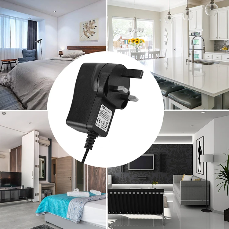 Wall UK 3 pin ac dc adapter 12v 1.0a 12W AC/DC Power Adapter with CE CB approved