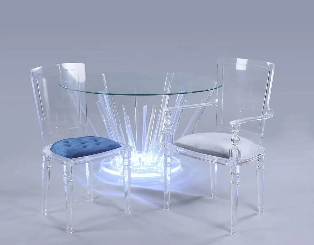 2021 High Quality New design Acrylic Round dining table with Led Light