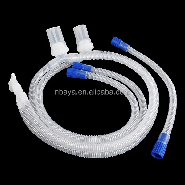 Disposable medical pediatric ventilator breathing circuit corrugated tube with double water trap