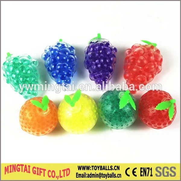 Fruit Shape Waterbead Stress Balls Capsule Toys Splat Fruit Toys Mesh Squishy Ball For Vending