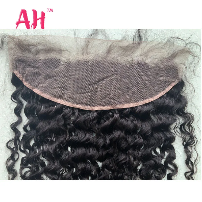 Cambodian Deep Wave Hair Lace Frontal Raw Cambodian Curly Human Hair Swiss Lace Fronntal 13*4 With Plucked Baby Hair