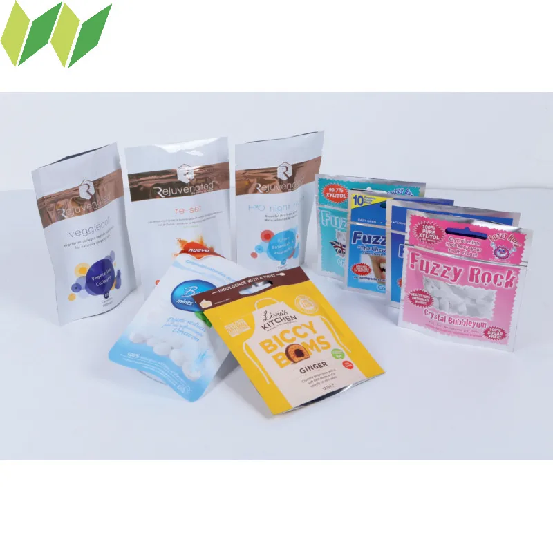 stand up pouch bag for ginger / xylitol crystal candy / mints packaging bags