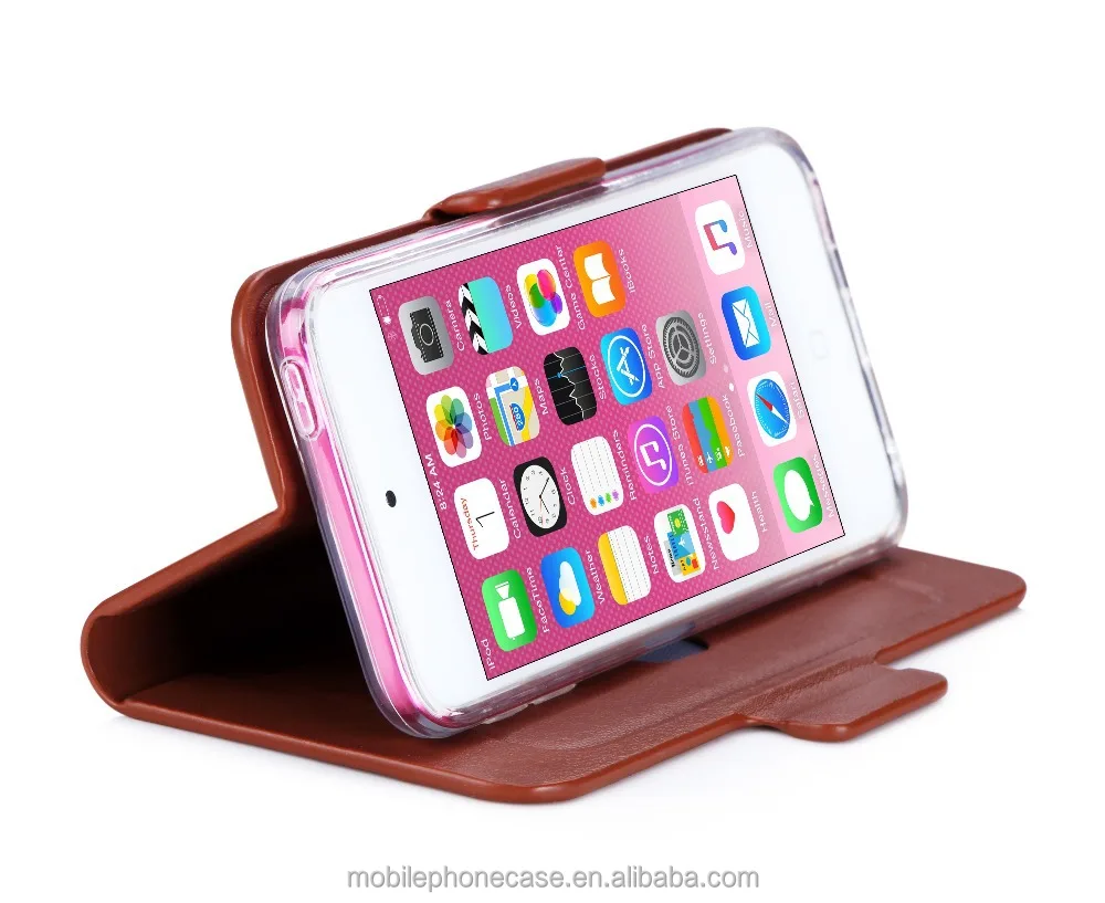 High Quality Smooth Touch Crazy Horse Pattern Wallet Card-Slot Pu Leather Cell Mobile Phone Case For Ipod Touch 6
