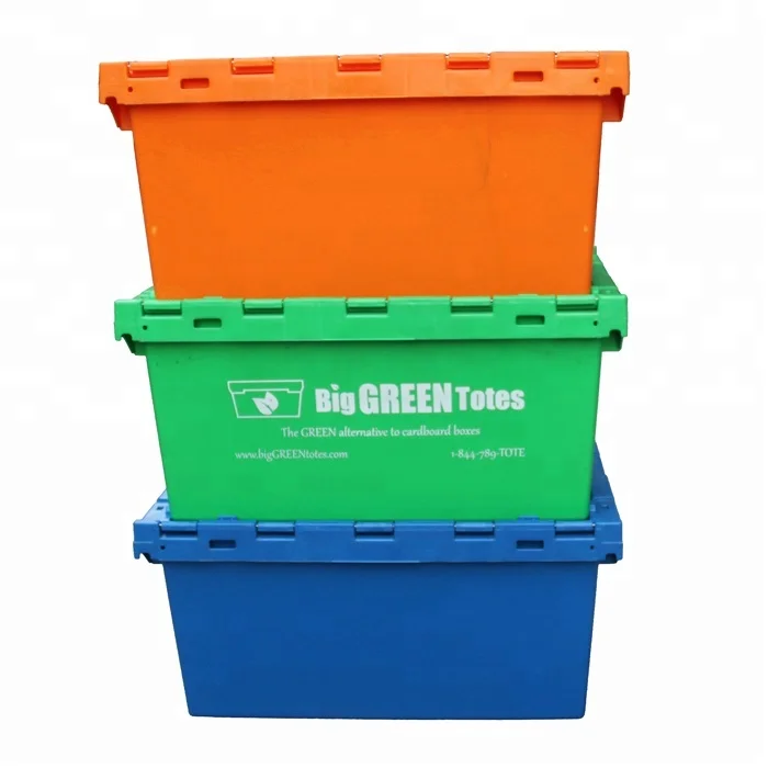 QS big crates for sale used plastic crates with lids and attached Moving Totes Storage Boxes Plastic Transport Crates