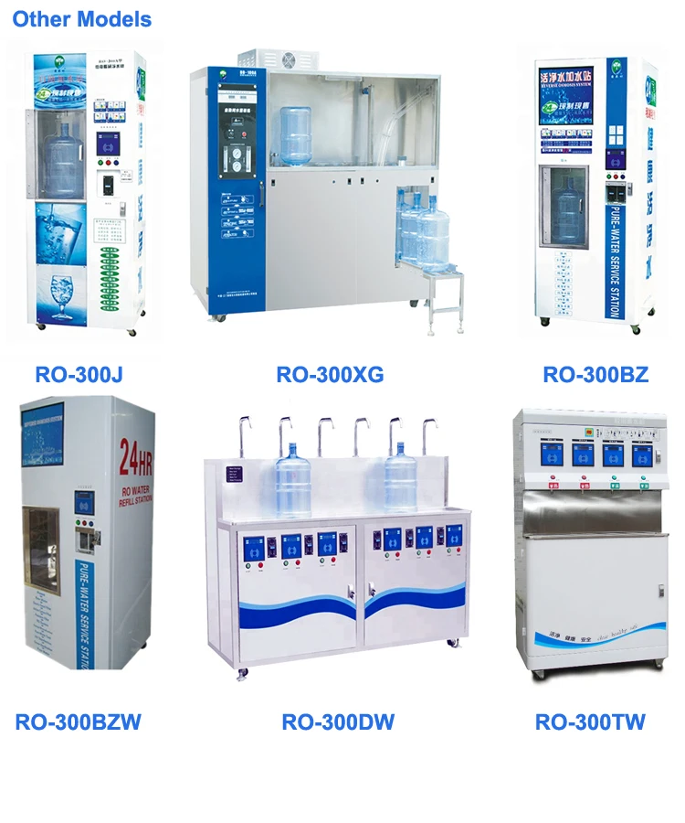 Coin operated self-service ro drinking alkaline water vending machine