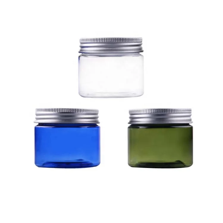 
50g 80g plastic cream jar with aluminum cap / plastic wide mouth food cans/ cream jar for face hair body cream 