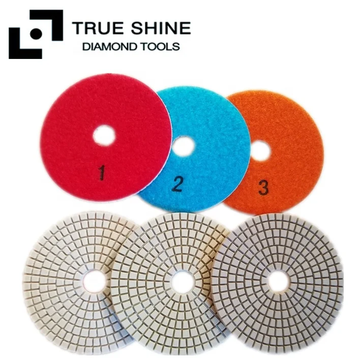 100mm  wet or dry  3 step diamond polishing pads for all stones and tiles