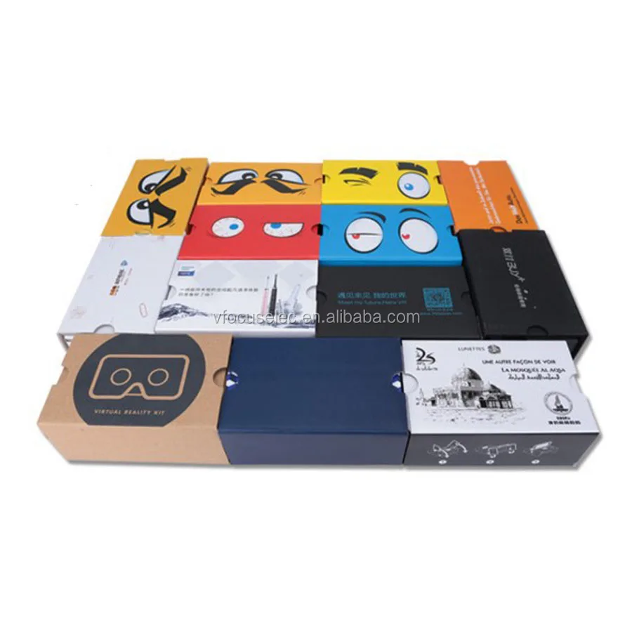 Stock Ready custom 4c offset printing cheap promotional vr 3d glasses headset google cardboard v2