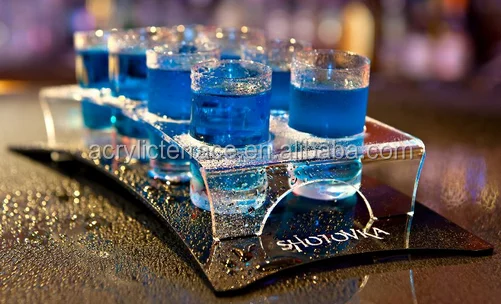 rectangle clear lucite shot glass tray