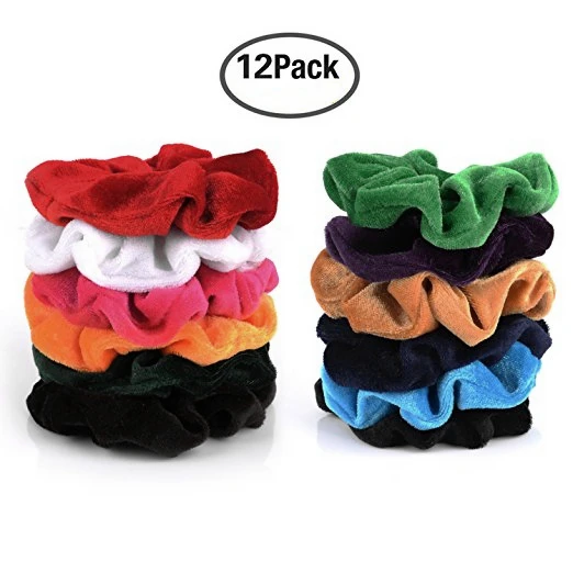 Fashion Fabric Covered Elastic Hair Tie Velvet Scrunchies For Women and Girl