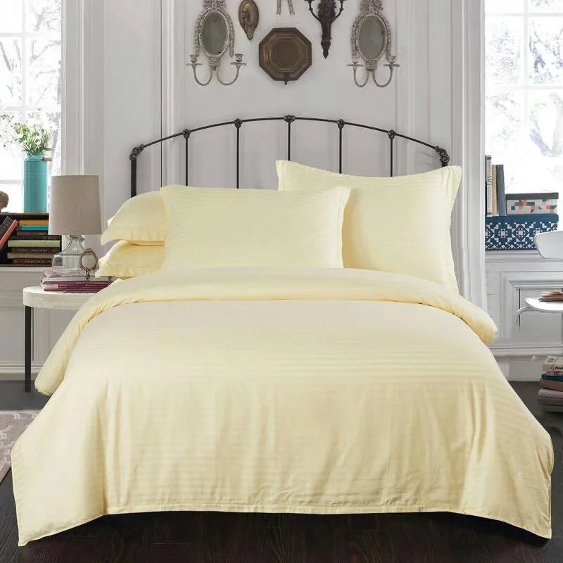 50% polyester 50% cotton 40*40s 110*90 satin stripe hotel bedlinen quilt cover fittedsheet bedding set