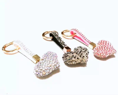 Fashion diamond rhinestone heart shape keychain for bag