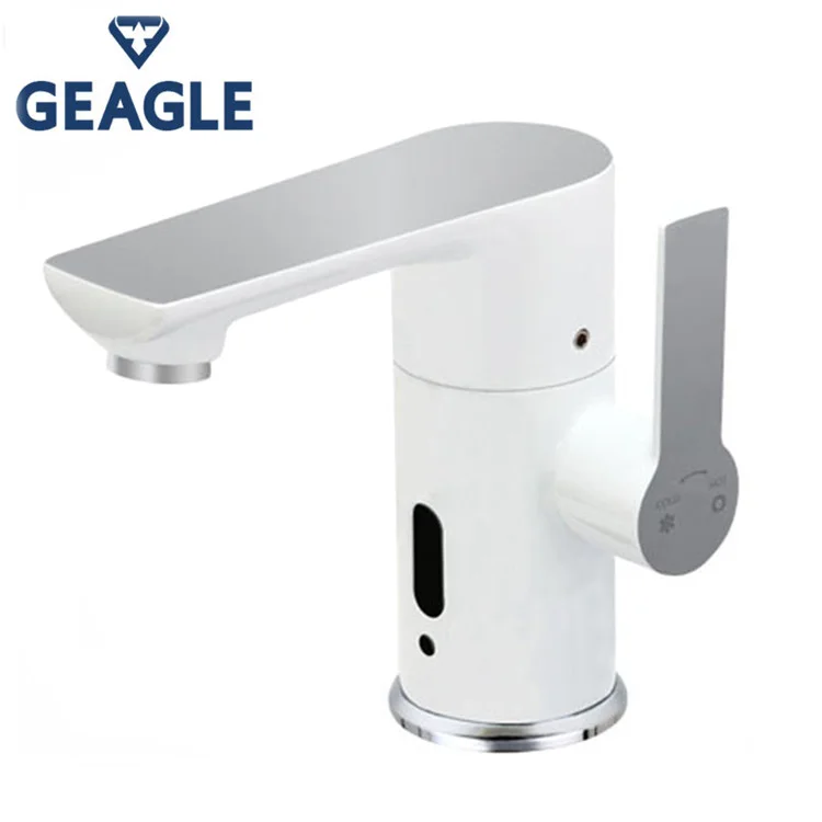 manual & sensor white faucet