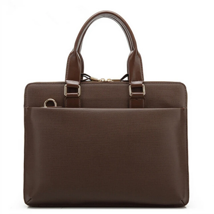 
High end custom 15 inch European luxurious brown grey men cowhide genuine leather laptop briefcase bags 