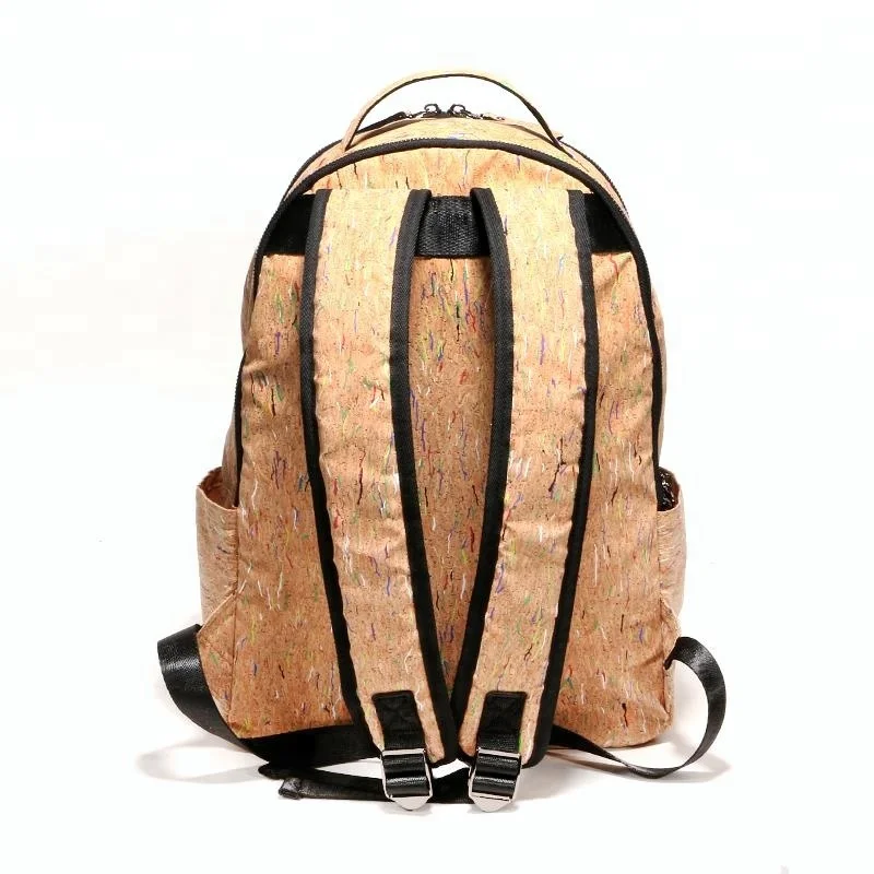 DongGuan factory custom full printing cork laptop backpack lightweight waterproof cork knapsack eco-friendly cork school bag