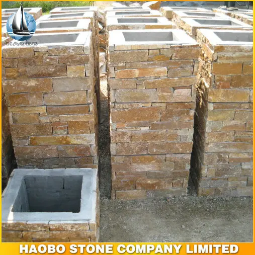 
Stacked Column Box, Garden Culture Stone Pillar 