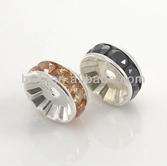 
H0060 блестящие круглые серебряные бусины и разделители из разноцветных фианитов 