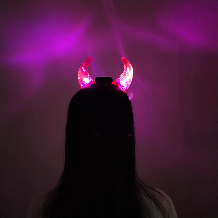 Light up Led plastic devil horns headband for halloween party
