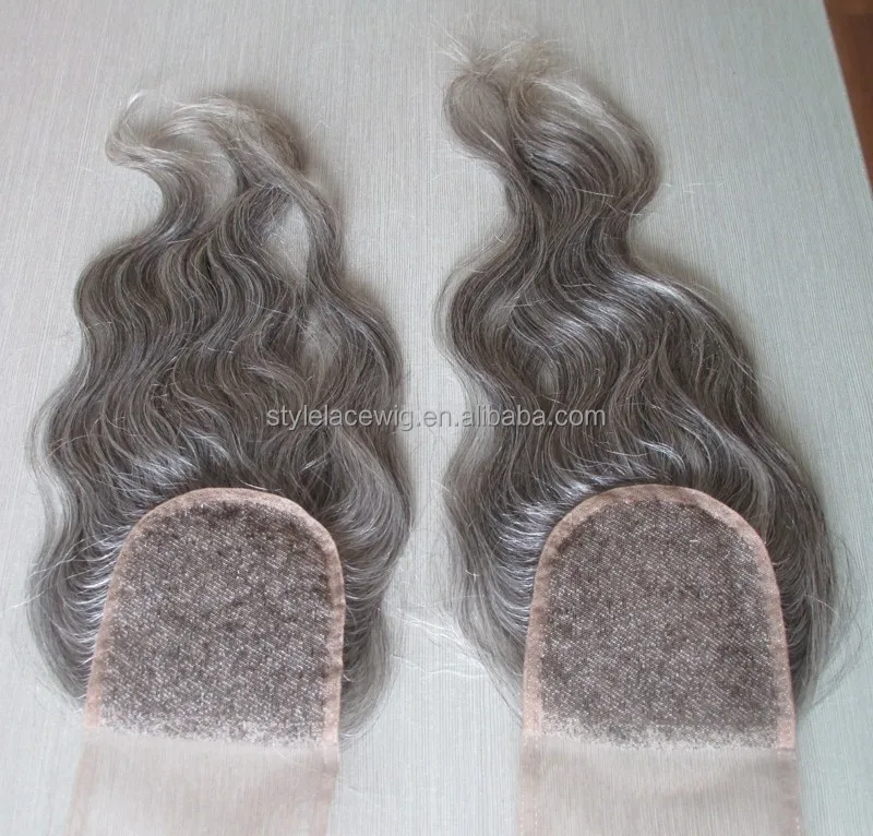 Wholesale peruvian hair weave bundles grey hair closure