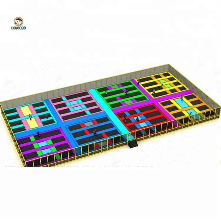 Custom big Size Foam Bungee Jumping Bed ft Kids slide indoor playground Outdoor Square Trampoline