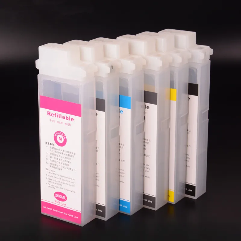 Ocbestjet 6 видов цветов 260 мл PFI 102 пустой картридж 510 многоразовый картридж для Canon IPF700 IPF605 iPF 500 510 600 610 700