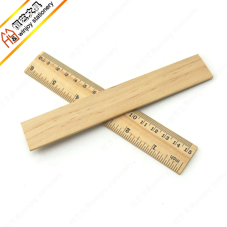 Hot Eco 15cm Wooden Rulers with Centimeters and Inches, Metric Wood Ruler for Students Drafting School Custom Printing