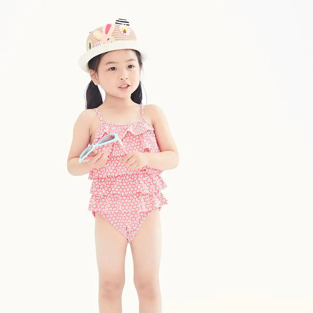 Купальник-танкини для девочек детский купальный костюм с оборками пляжная одежда