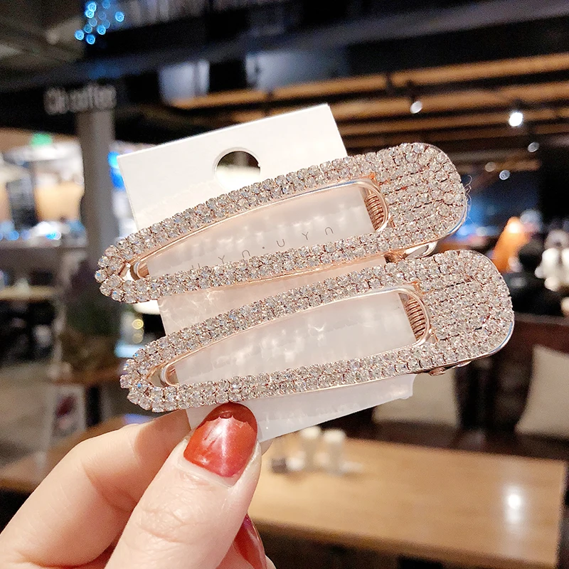 AHC19584 Wholesale New Fashion Luxury Crysta Rhinestone Hair Clips Barrette Alligator Heart Hair Clips For Wedding Women Girls