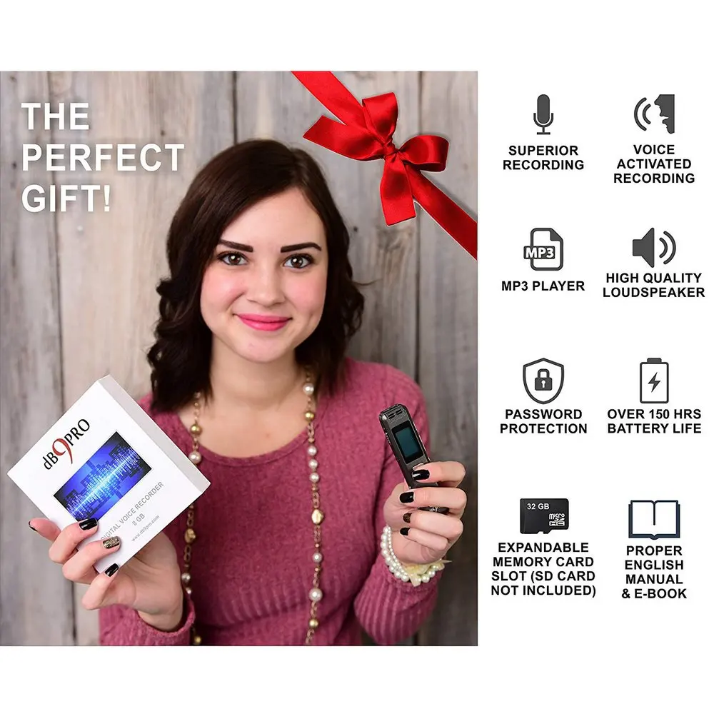 Portable Ultra Sensitive Microphone 21 Languages Support TF Card Mini Digital Voice Activated Recorder