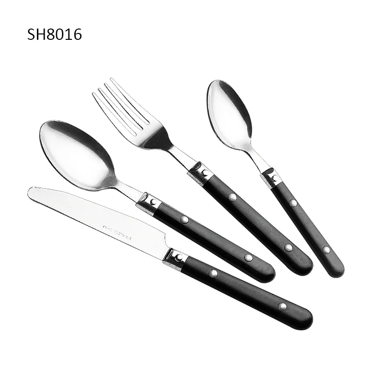 
16pcs/24pcs Plastic handle Stainless steel cutlery set for American market 