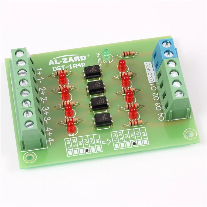 24V to 24V PLC Signal Level Voltage Converter Board 4Bit Optocoupler Isolator Isolation