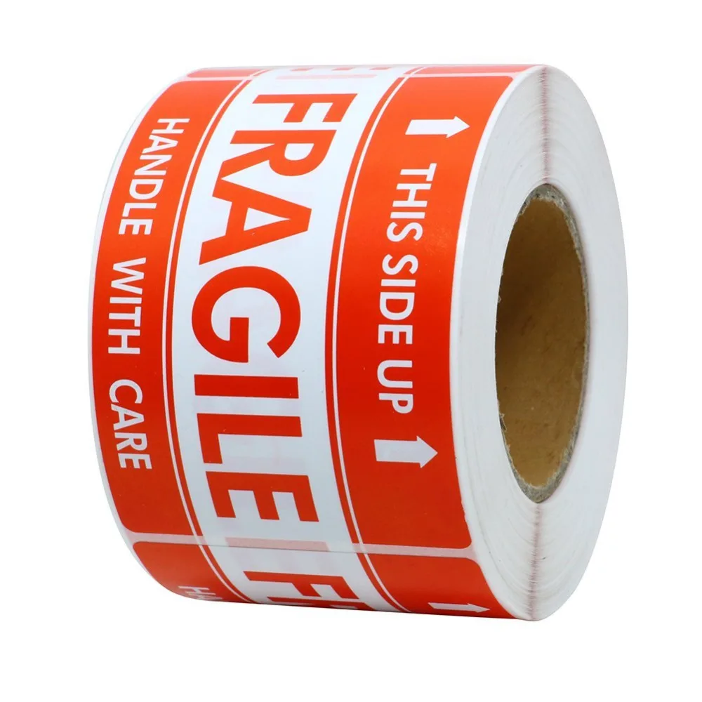 This Side Up & Fragile Labels, 5x3, 500 Labels/Roll, Semi-Gloss