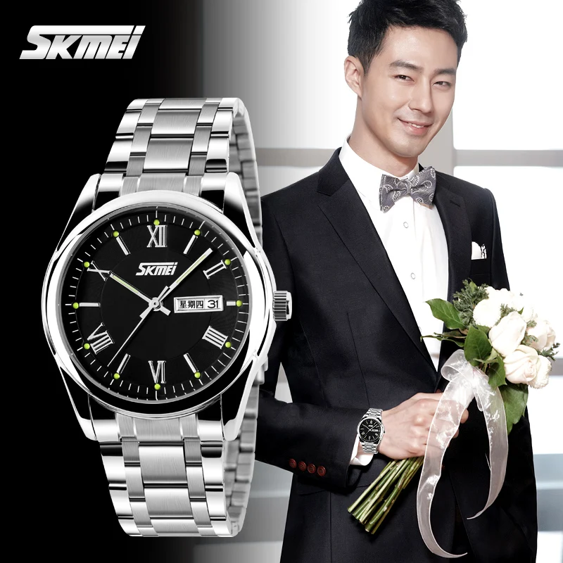 2017 Elegant Branded Watches For Men Luxury Stainless Steel Business Wear From Skmei