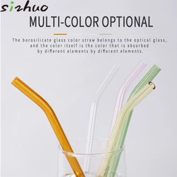 High Borosilicate Glass Juice Milk Water  Straight Bent Reusable Drinking Straw