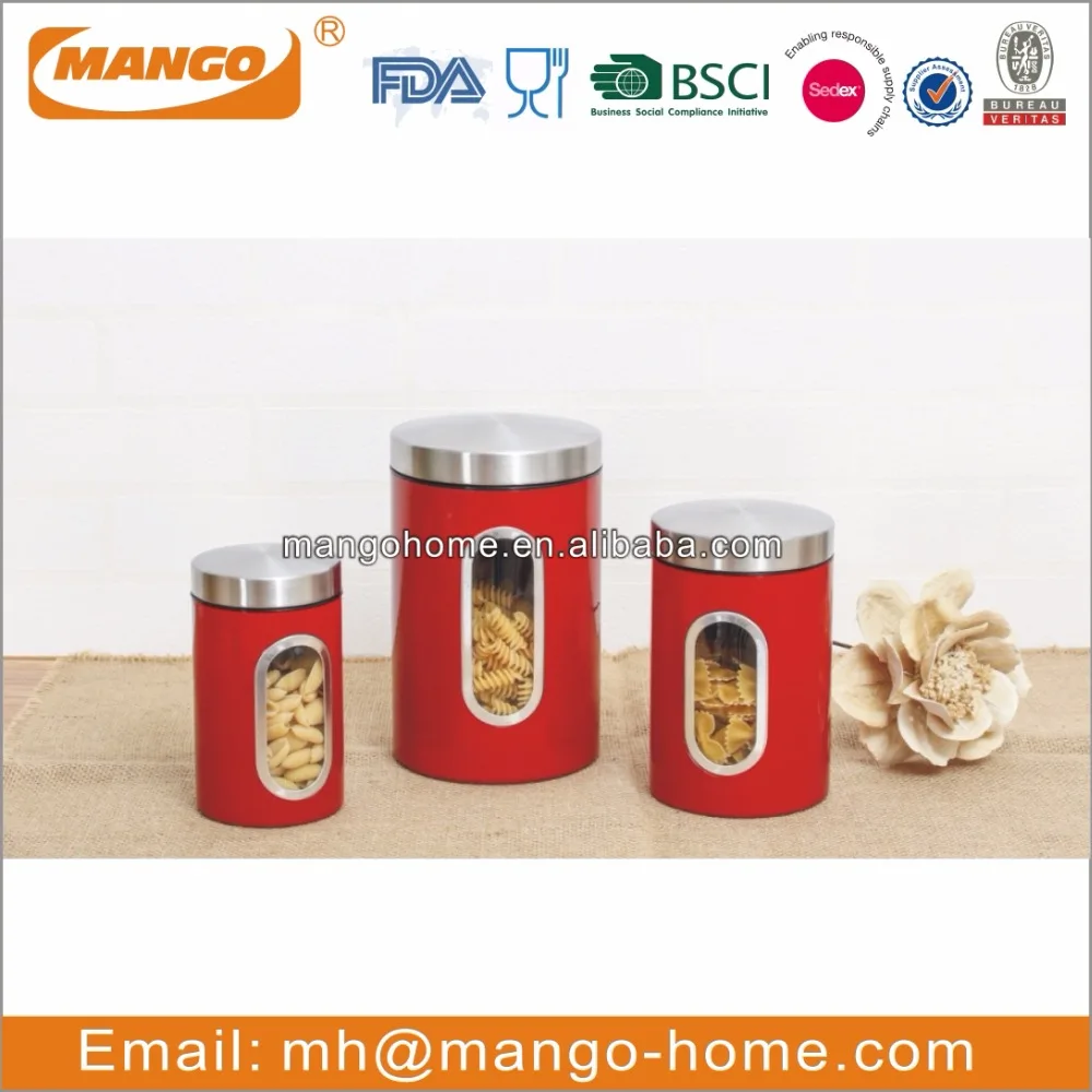 Matt color airtight stainless steel metal pasta kitchen canister